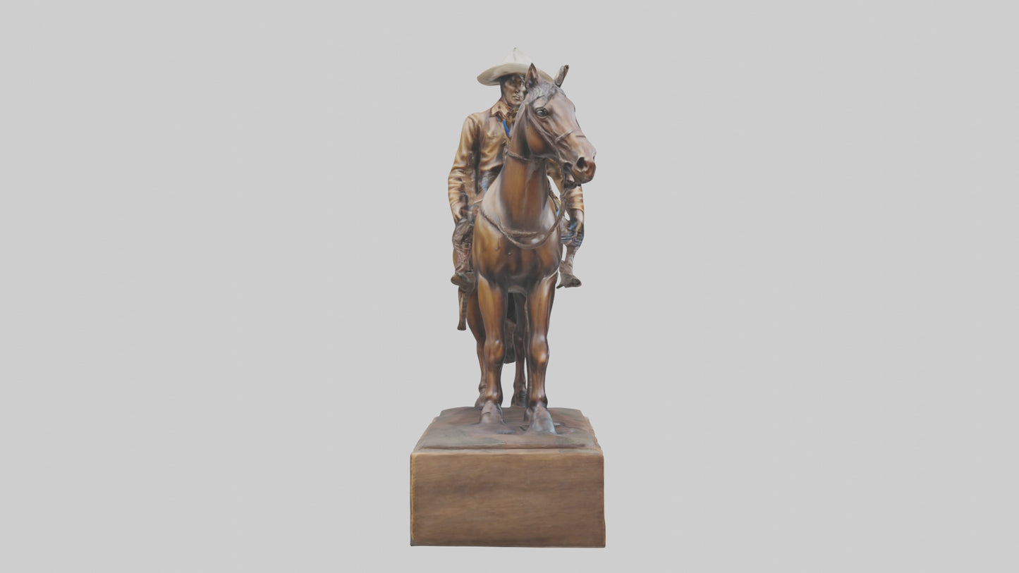 3D model Cowboy and Horse statue model VR / AR / low-poly