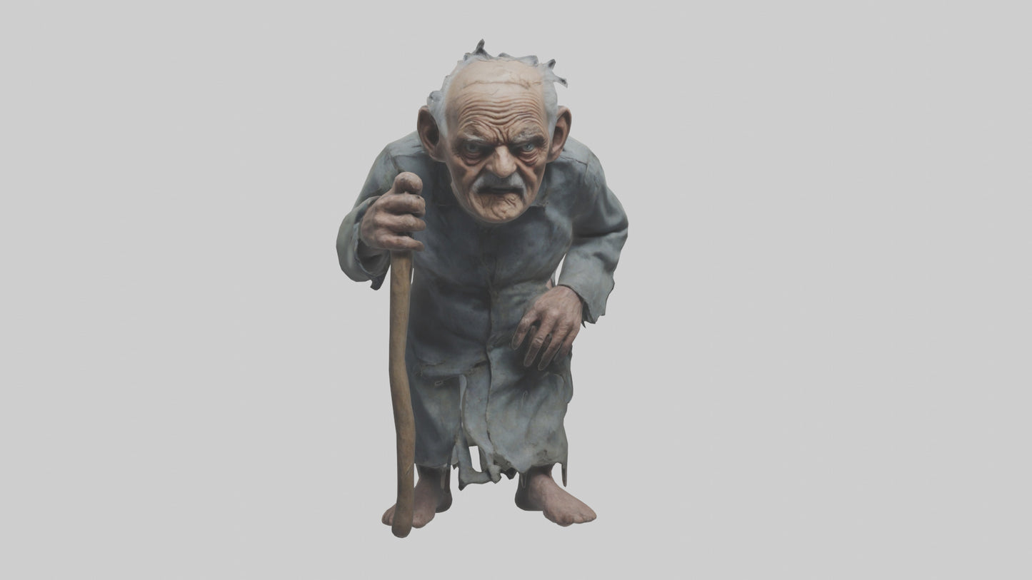 Creepy old man model VR / AR / low-poly