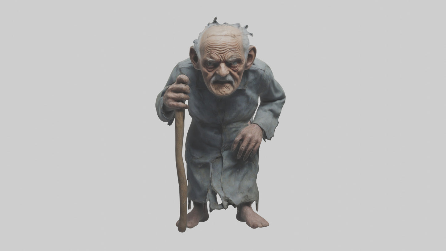 Creepy old man model VR / AR / low-poly
