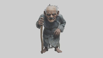 Creepy old man model VR / AR / low-poly