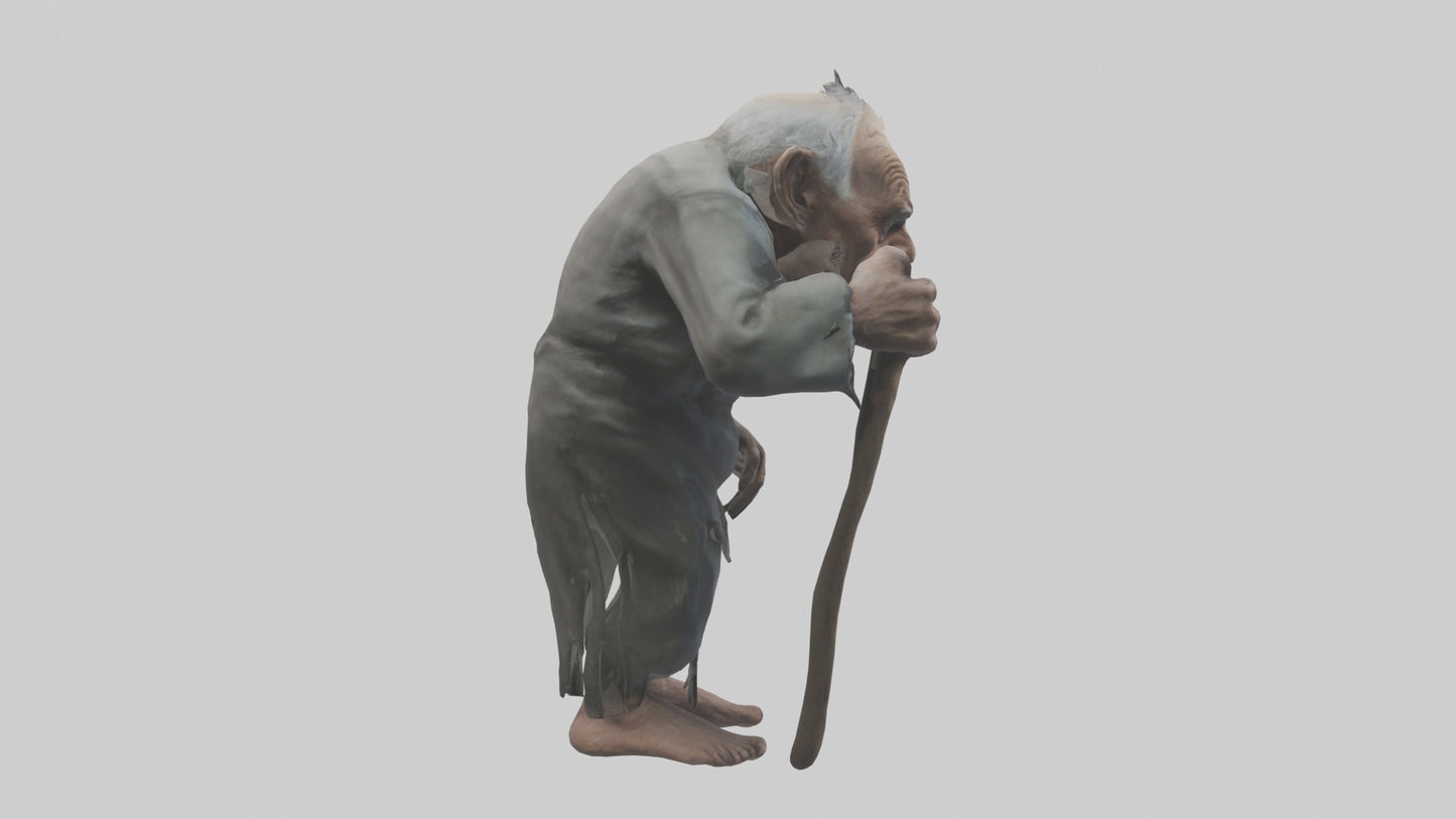 Creepy old man model VR / AR / low-poly