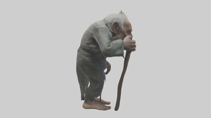 Creepy old man model VR / AR / low-poly