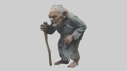 Creepy old man model VR / AR / low-poly