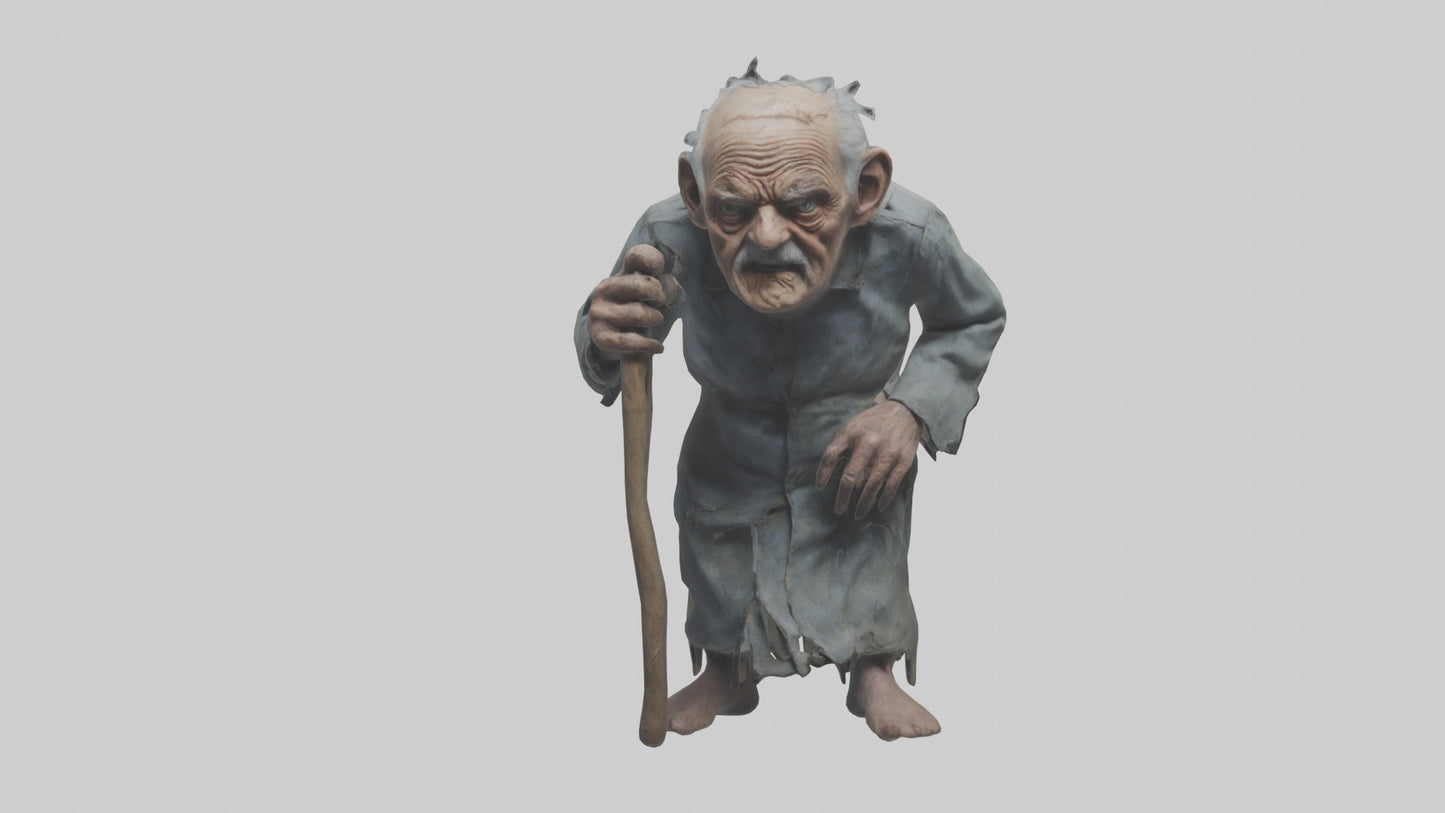 Creepy old man model VR / AR / low-poly