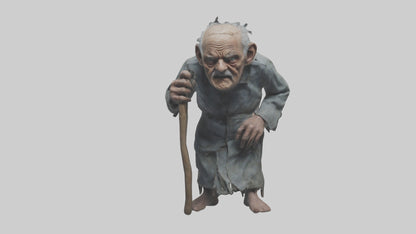 Creepy old man model VR / AR / low-poly