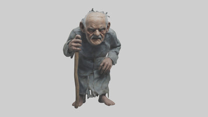 Creepy old man model VR / AR / low-poly