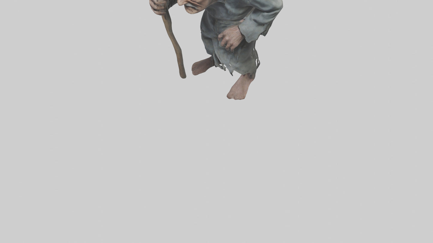 Creepy old man model VR / AR / low-poly