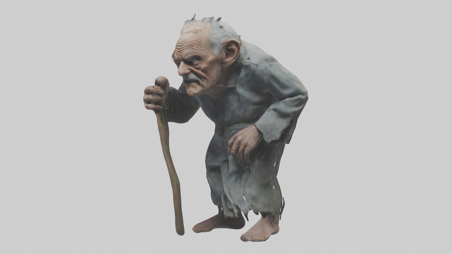 Creepy old man model VR / AR / low-poly