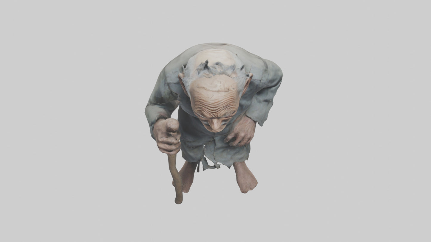 Creepy old man model VR / AR / low-poly