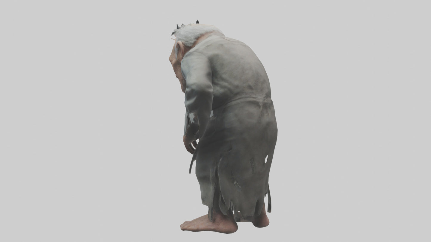 Creepy old man model VR / AR / low-poly
