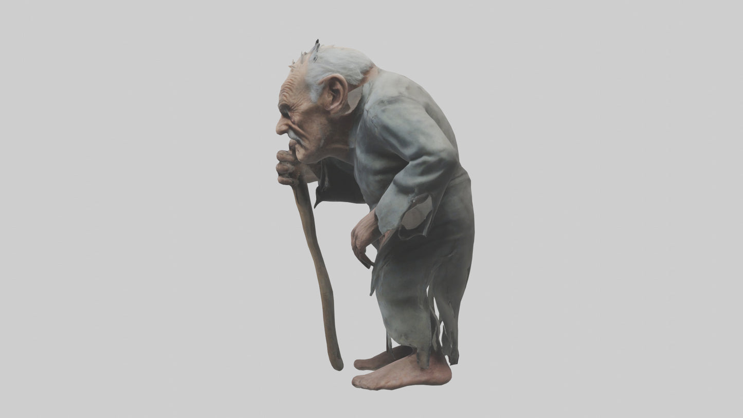 Creepy old man model VR / AR / low-poly