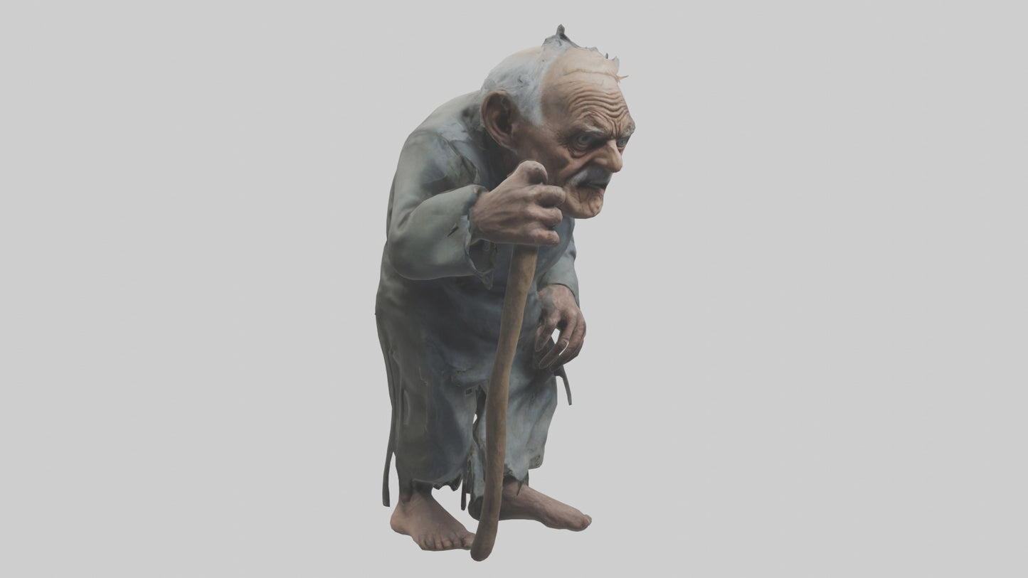 Creepy old man model VR / AR / low-poly