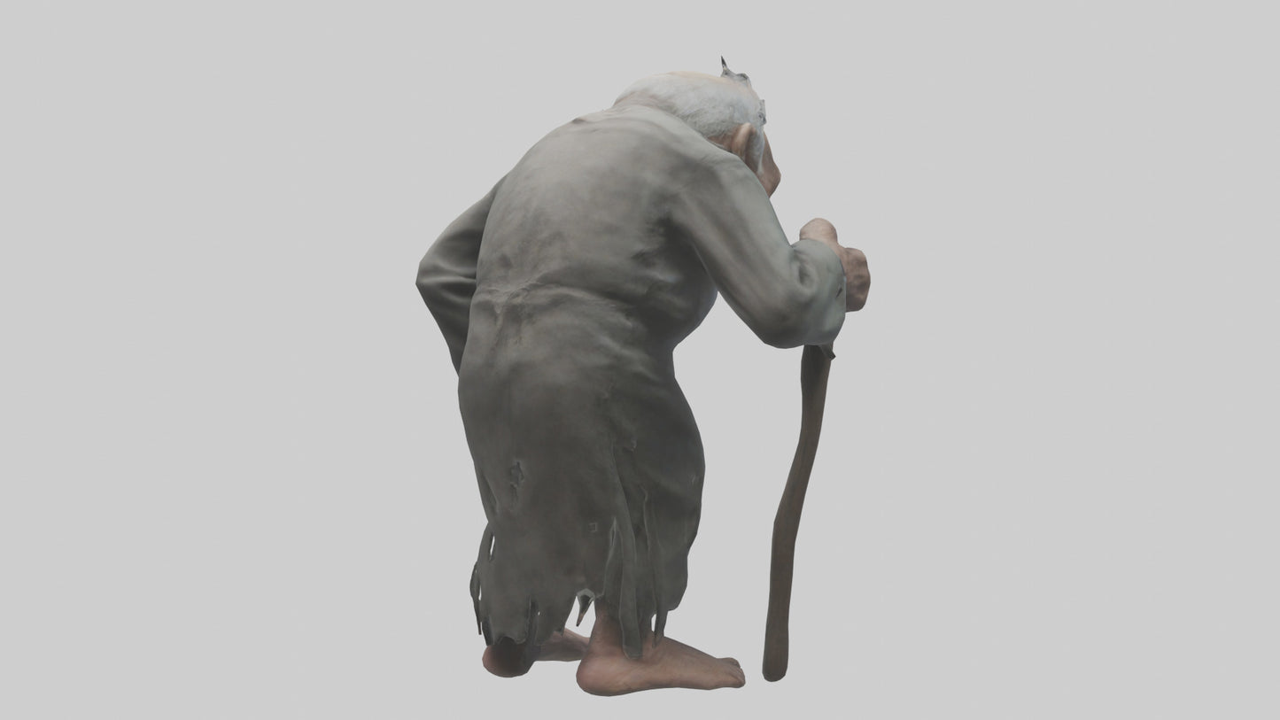 Creepy old man model VR / AR / low-poly