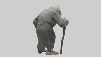 Creepy old man model VR / AR / low-poly