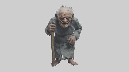 Creepy old man model VR / AR / low-poly
