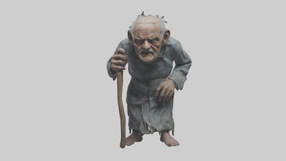 Creepy old man model VR / AR / low-poly