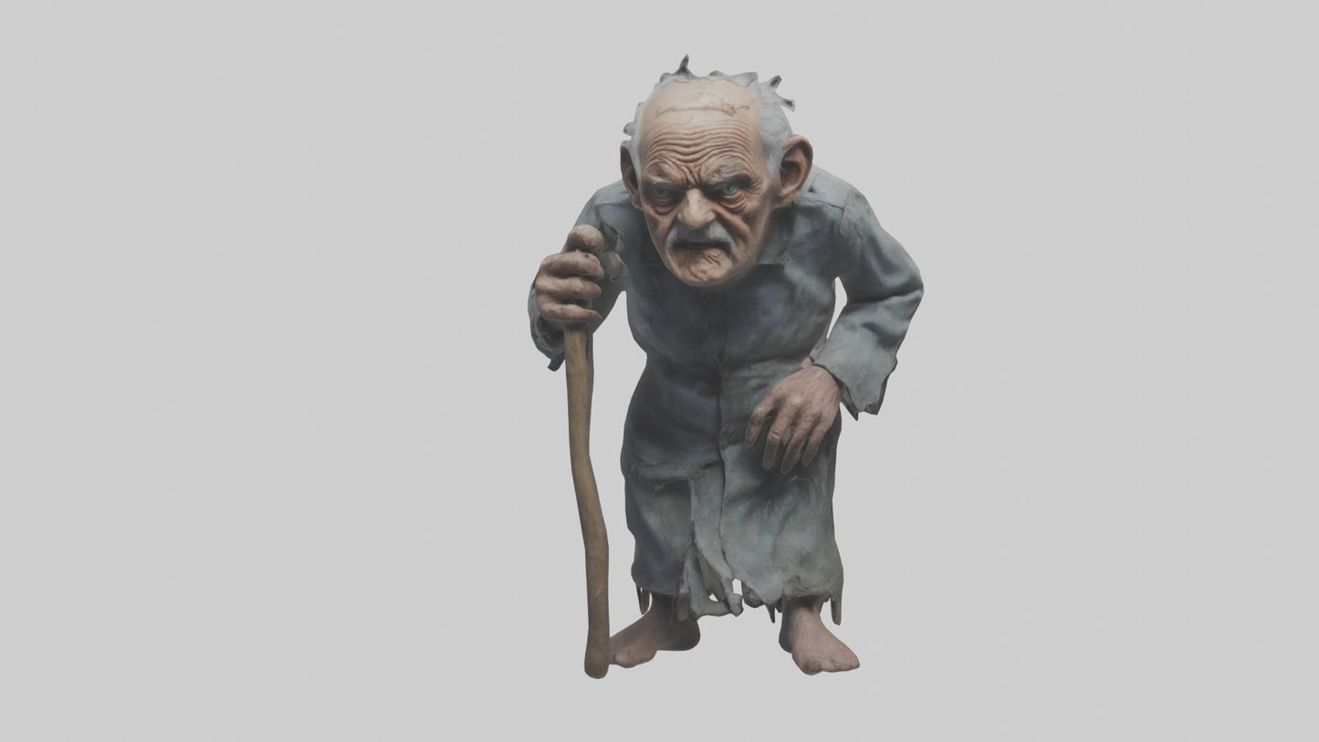 Creepy old man model VR / AR / low-poly