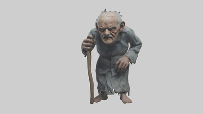 Creepy old man model VR / AR / low-poly