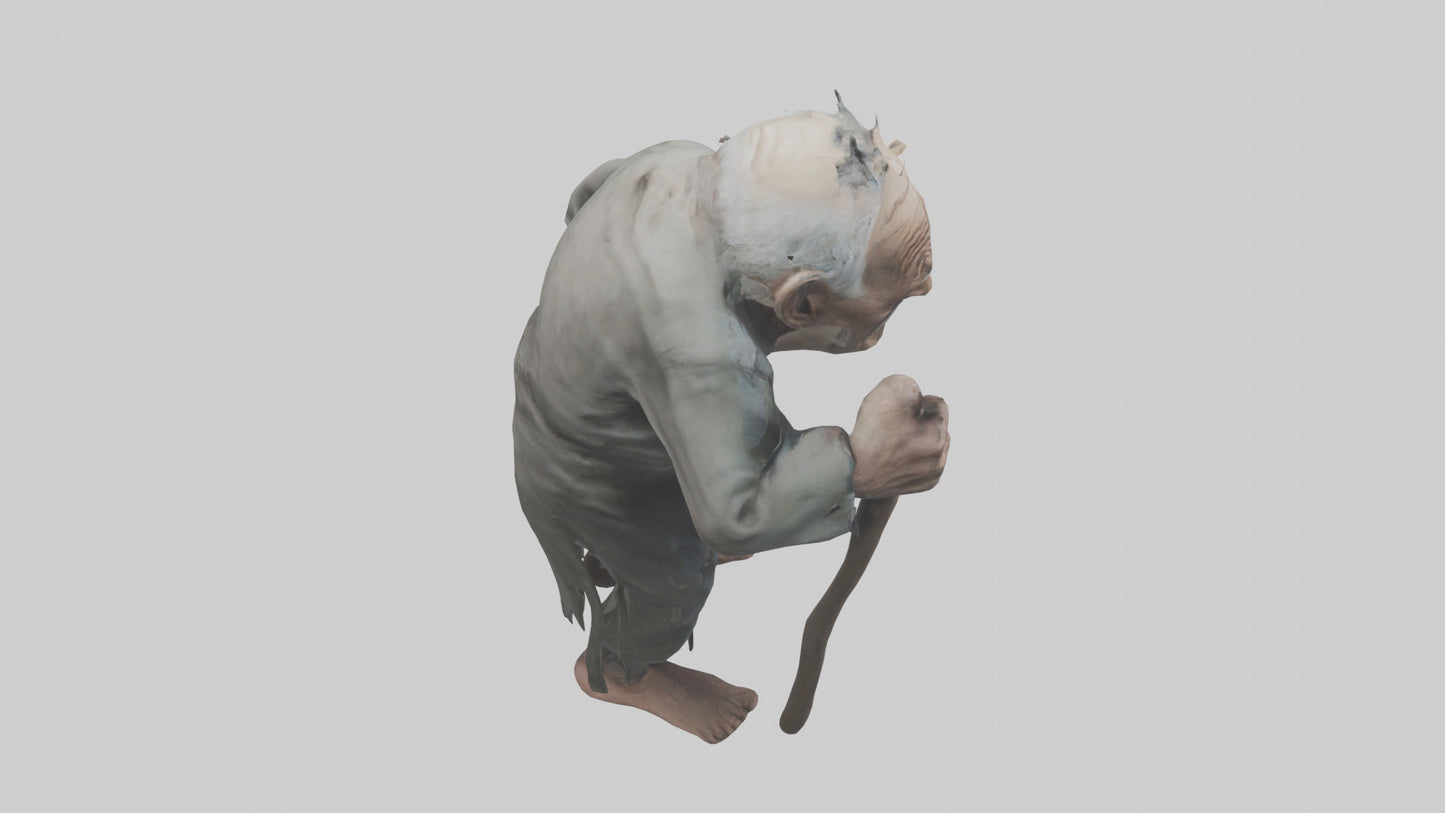 Creepy old man model VR / AR / low-poly