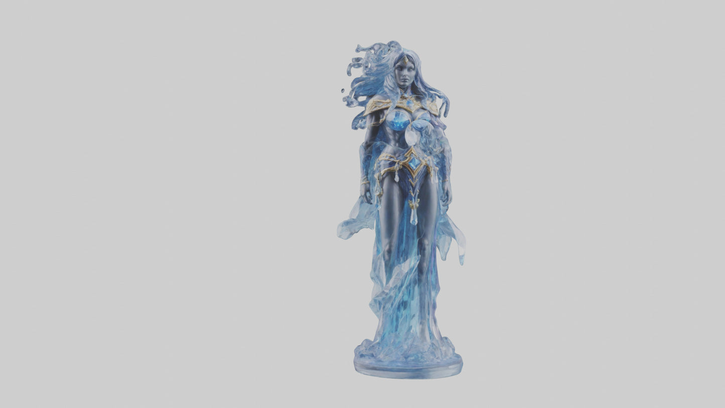 Crystal Sorceress statue model VR / AR / low-poly