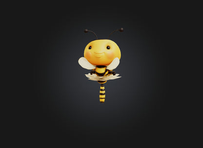 cute cartoon bee two sides model 3D model