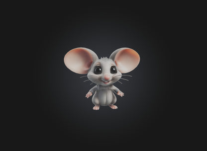 3D model cute cartoon mouse VR / AR / low-poly