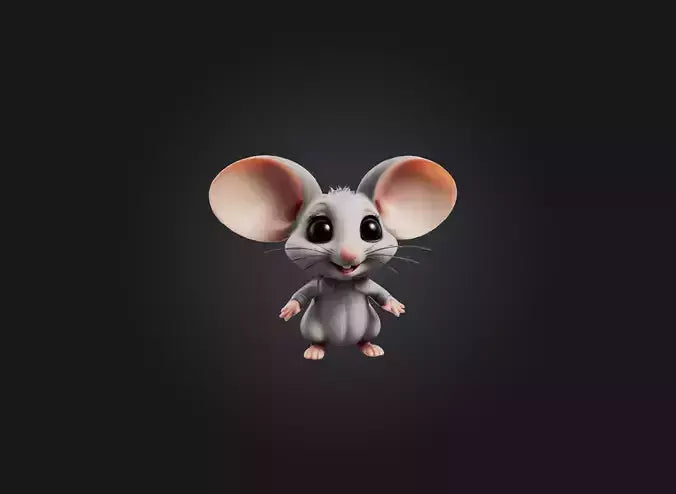 3D model cute cartoon mouse VR / AR / low-poly