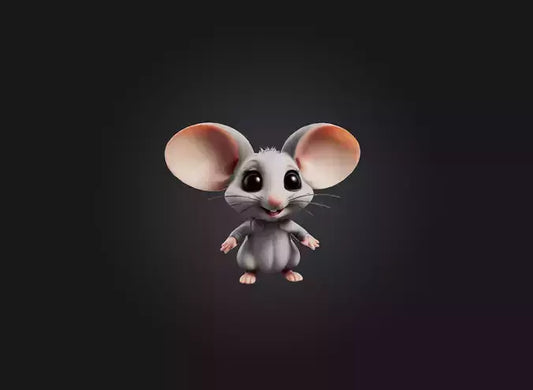 3D model cute cartoon mouse VR / AR / low-poly
