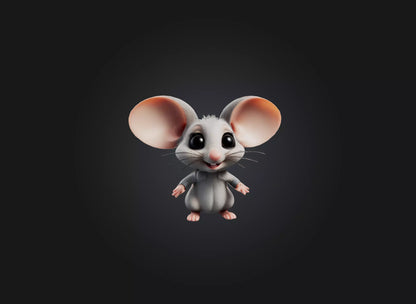 3D model cute cartoon mouse VR / AR / low-poly