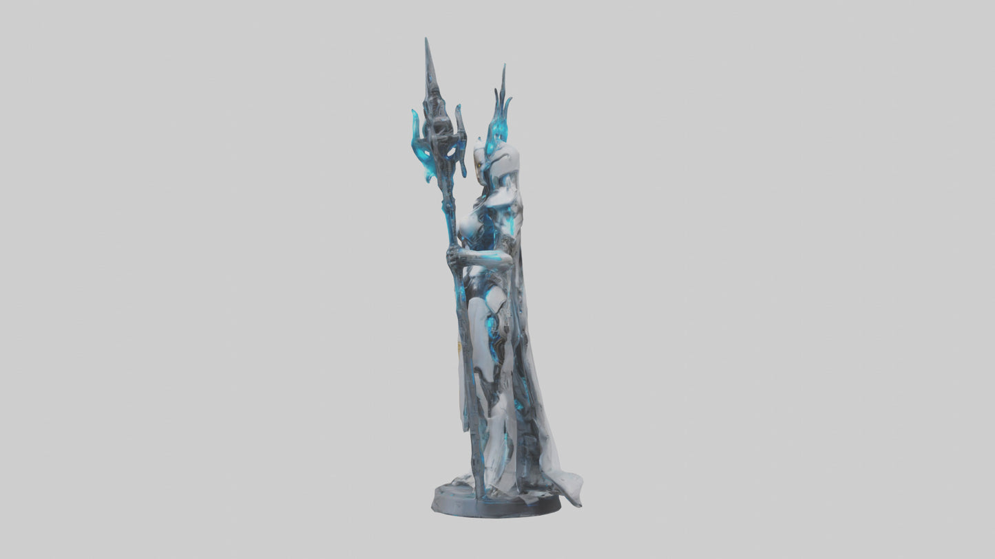 3D model Cybernetic Battle Priestess statue model VR / AR / low-poly