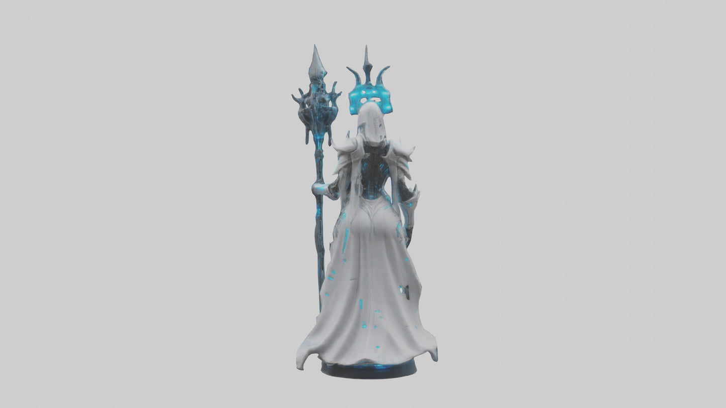 3D model Cybernetic Battle Priestess statue model VR / AR / low-poly