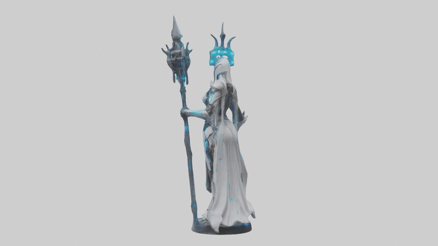 3D model Cybernetic Battle Priestess statue model VR / AR / low-poly