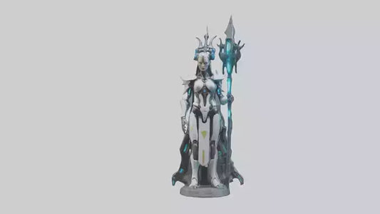 3D model Cybernetic Battle Priestess statue model VR / AR / low-poly