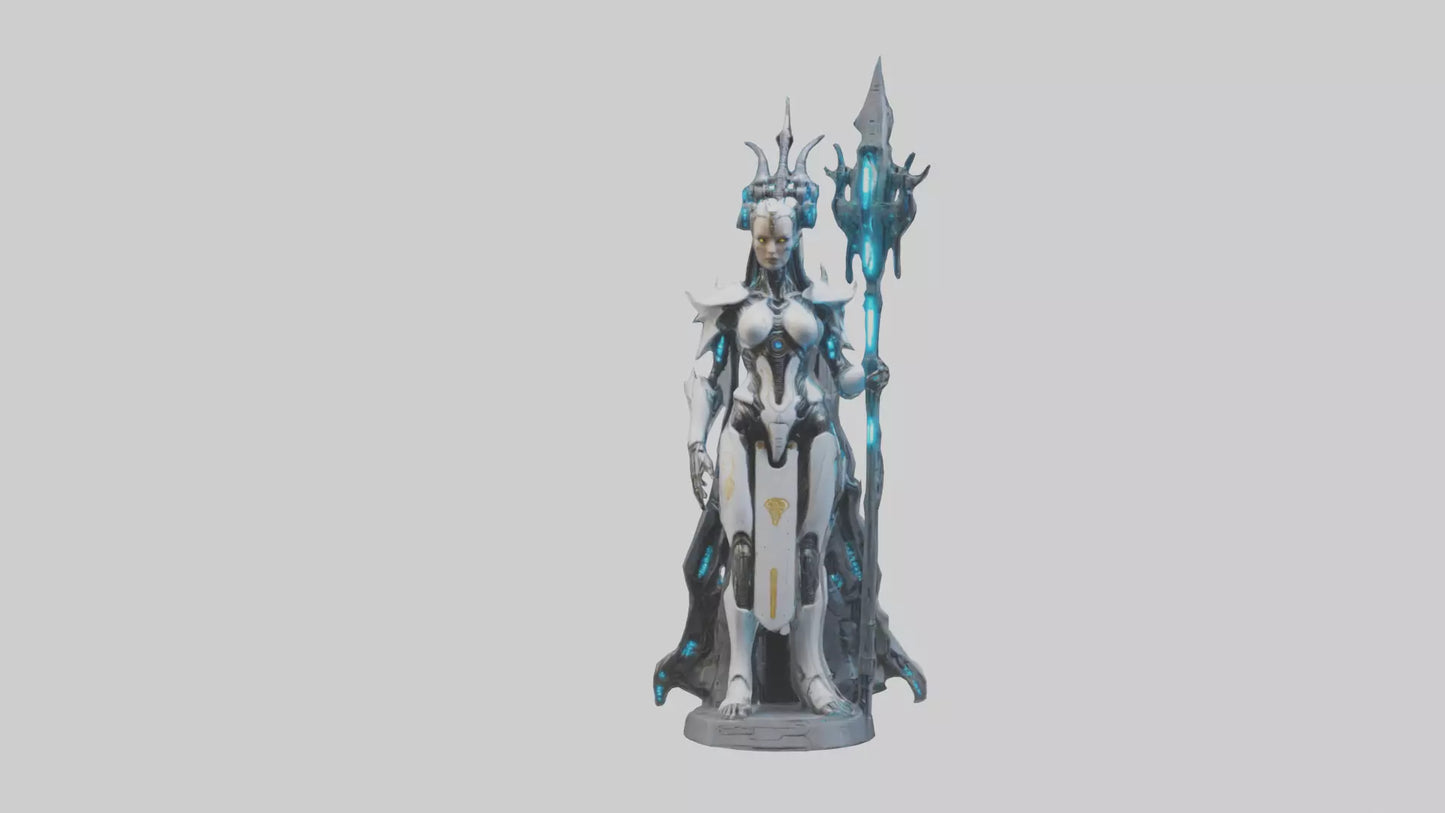 3D model Cybernetic Battle Priestess statue model VR / AR / low-poly