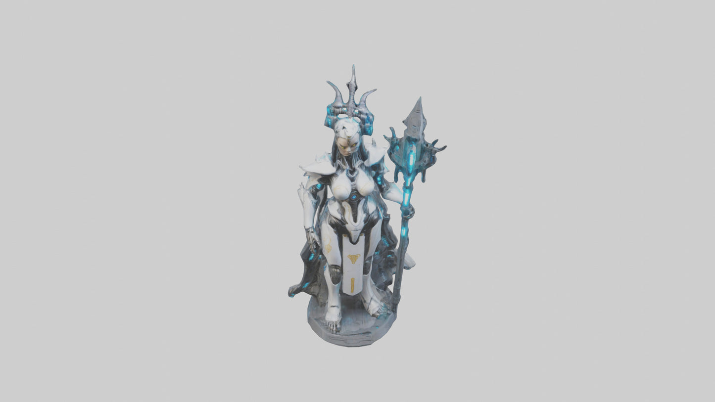 3D model Cybernetic Battle Priestess statue model VR / AR / low-poly