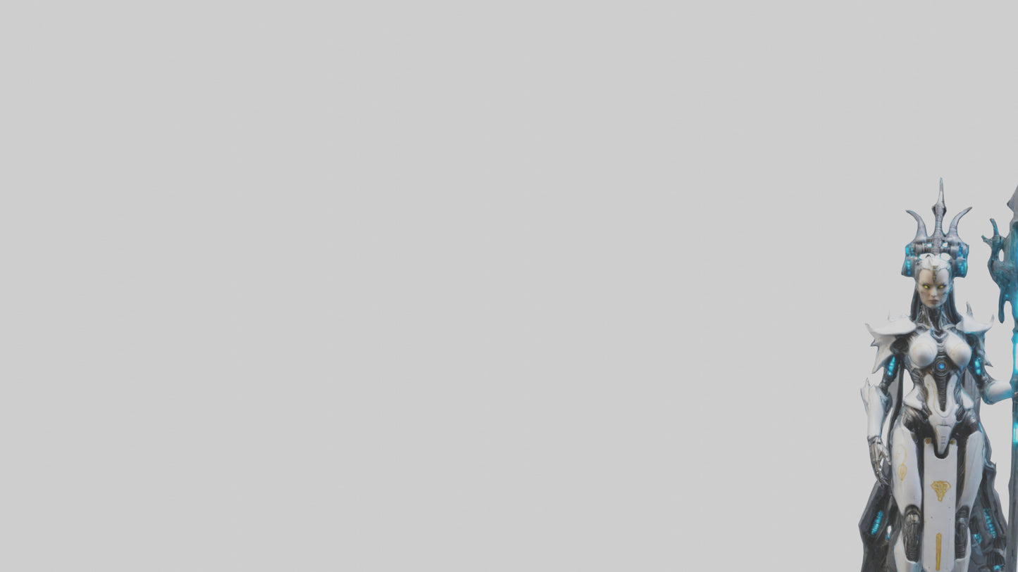 3D model Cybernetic Battle Priestess statue model VR / AR / low-poly