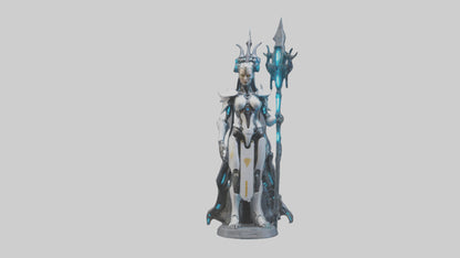 3D model Cybernetic Battle Priestess statue model VR / AR / low-poly