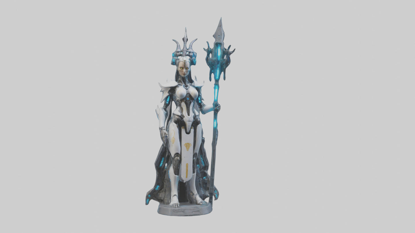 3D model Cybernetic Battle Priestess statue model VR / AR / low-poly