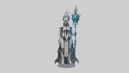 3D model Cybernetic Battle Priestess statue model VR / AR / low-poly