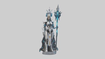 3D model Cybernetic Battle Priestess statue model VR / AR / low-poly