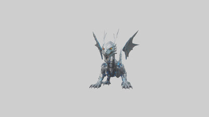Cybernetic Dragon statue model VR / AR / low-poly