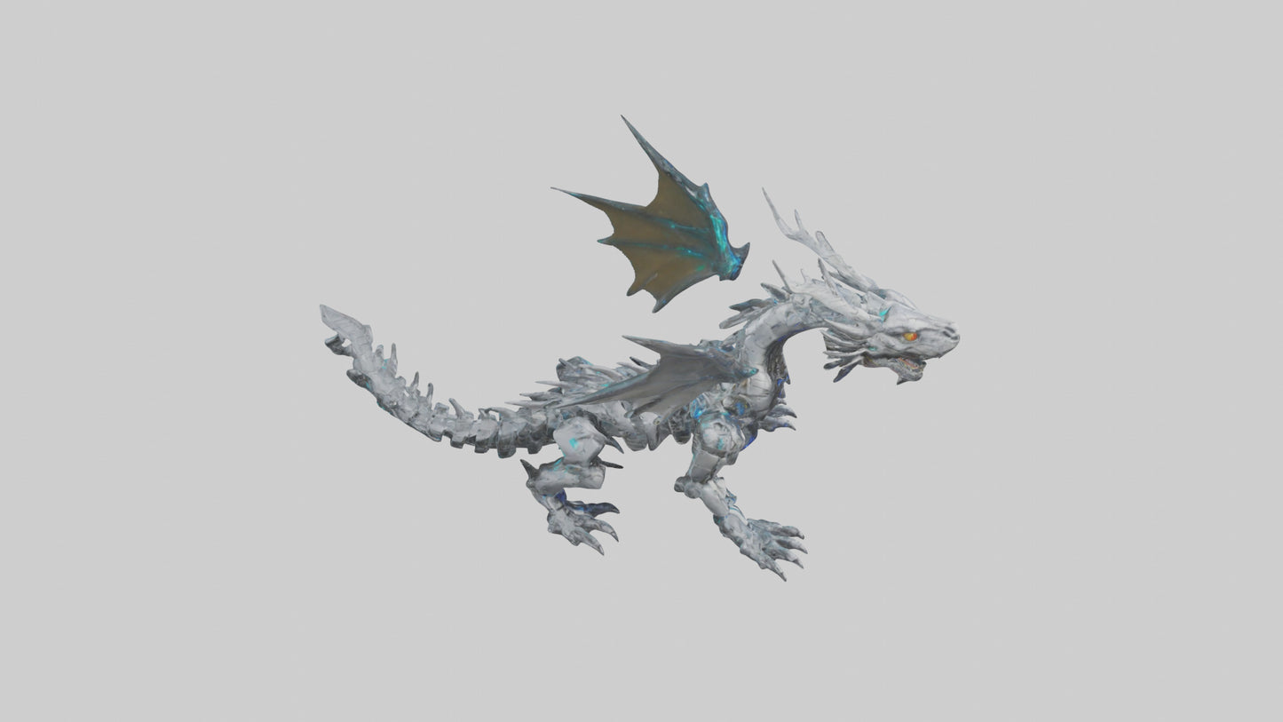 Cybernetic Dragon statue model VR / AR / low-poly