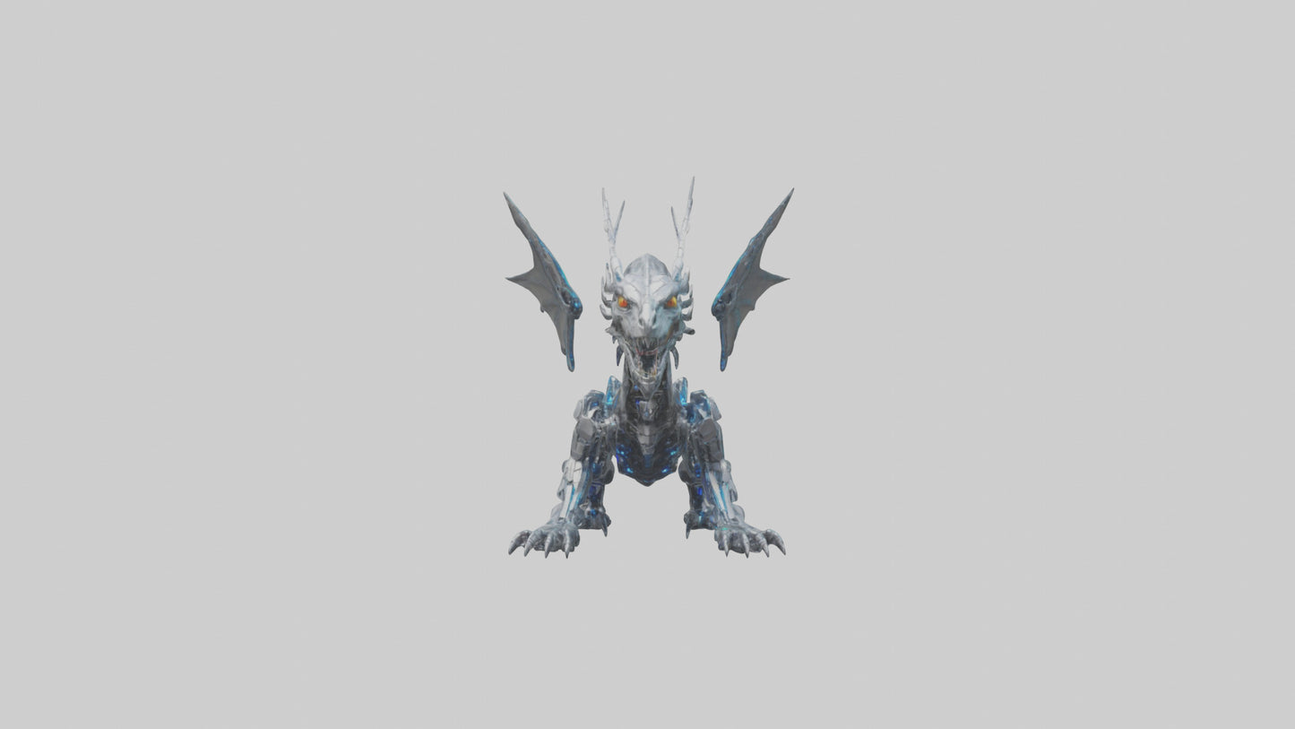 Cybernetic Dragon statue model VR / AR / low-poly