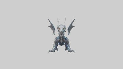 Cybernetic Dragon statue model VR / AR / low-poly