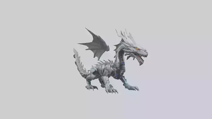 Cybernetic Dragon statue model VR / AR / low-poly