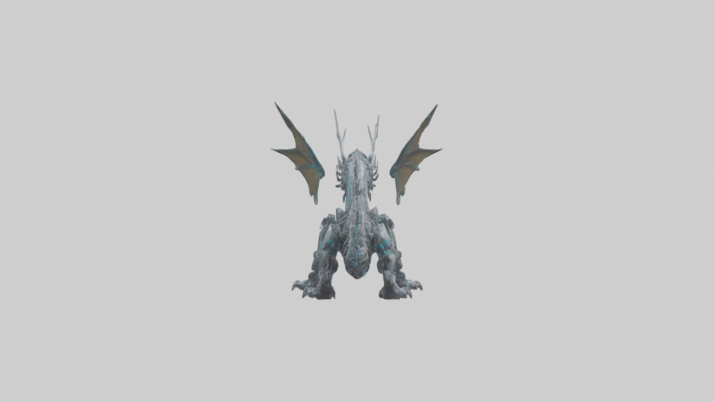 Cybernetic Dragon statue model VR / AR / low-poly