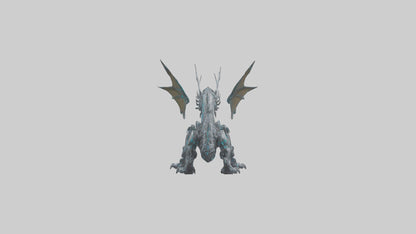 Cybernetic Dragon statue model VR / AR / low-poly