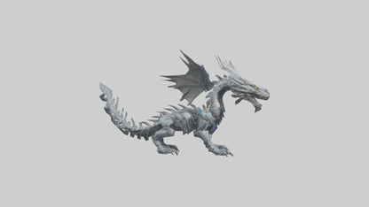 Cybernetic Dragon statue model VR / AR / low-poly