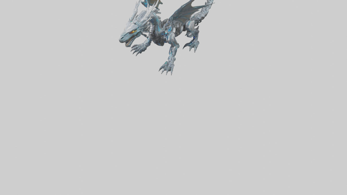 Cybernetic Dragon statue model VR / AR / low-poly
