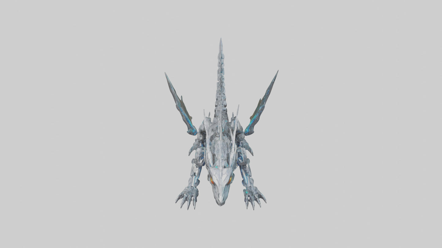 Cybernetic Dragon statue model VR / AR / low-poly